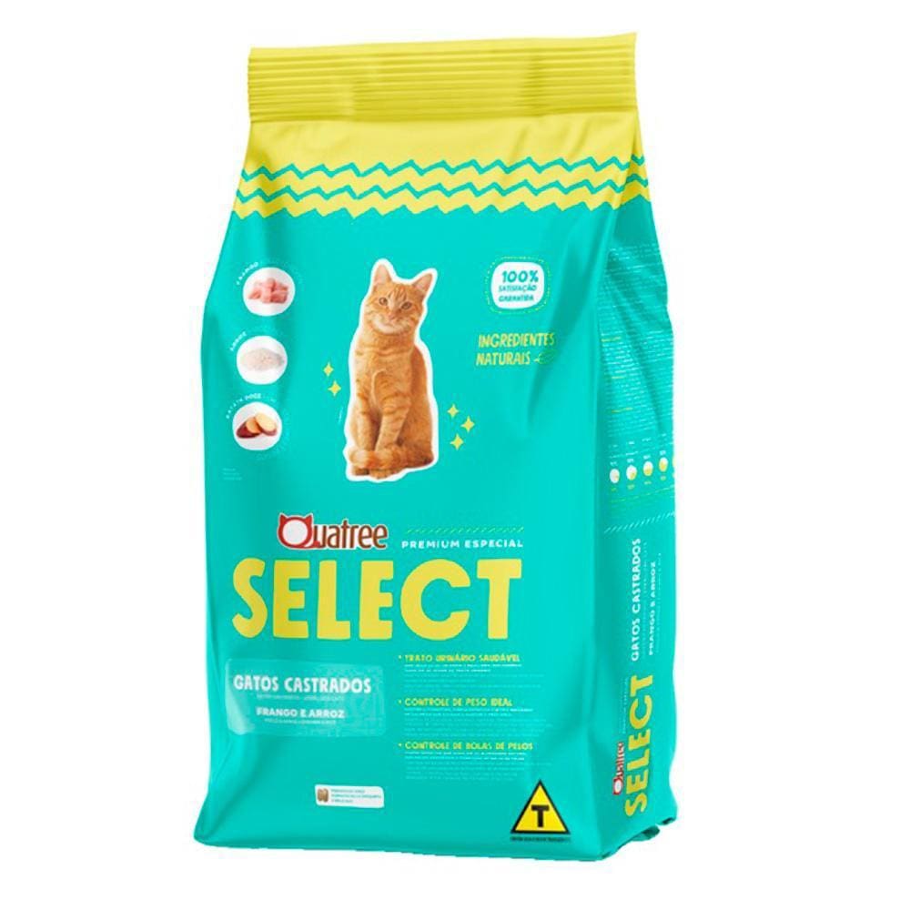 Raçao Quatree Select Gatos Castrados 3kg