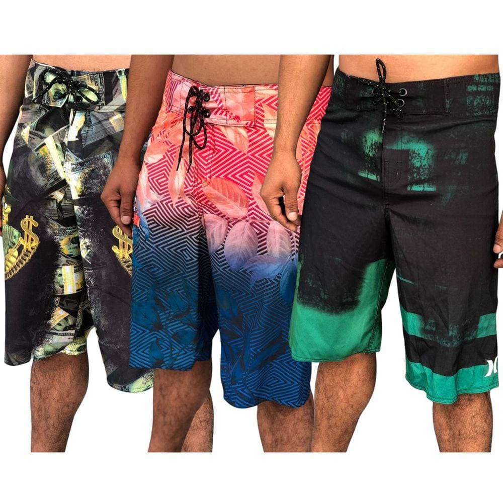 Kit 3 Bermuda Masculina Shorts Surf Praia Tecido Super Macio 100% Elastano Evolution