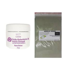 Argila Pura Verde 500G E Creme Nano Botox Ác. Hialurônico