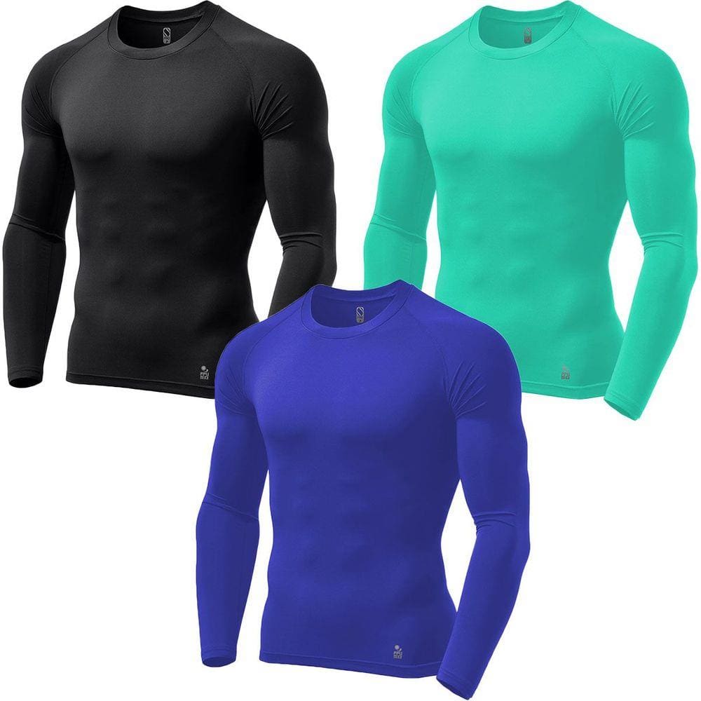 Kit C/ 3 Camisas de Compressão Térmica Stigli Pro Proteção FPU 50+ Manga Longa