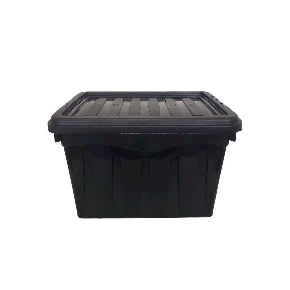 Caixa Container Organizadora Plástica 20 Litros Tampa Preta