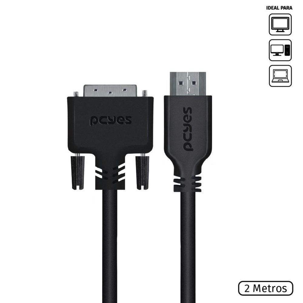 Cabo PCYes DVI-D para HDMI 2.0 2 Metros - PDHM20-2
