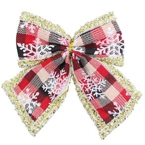 Kit 15 Peças Enfeite Árvore Natal Laço Lacinho Xadrez 11cm
