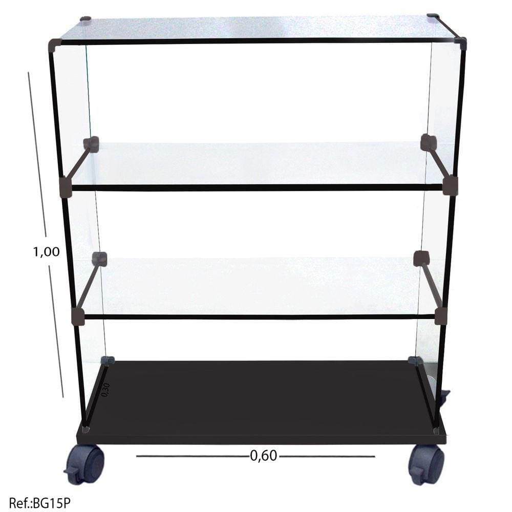 Balcão De Vidro Vitrine Modulado Caixa Mdf - 0,60 x 1,00 X 0,30 - Preto