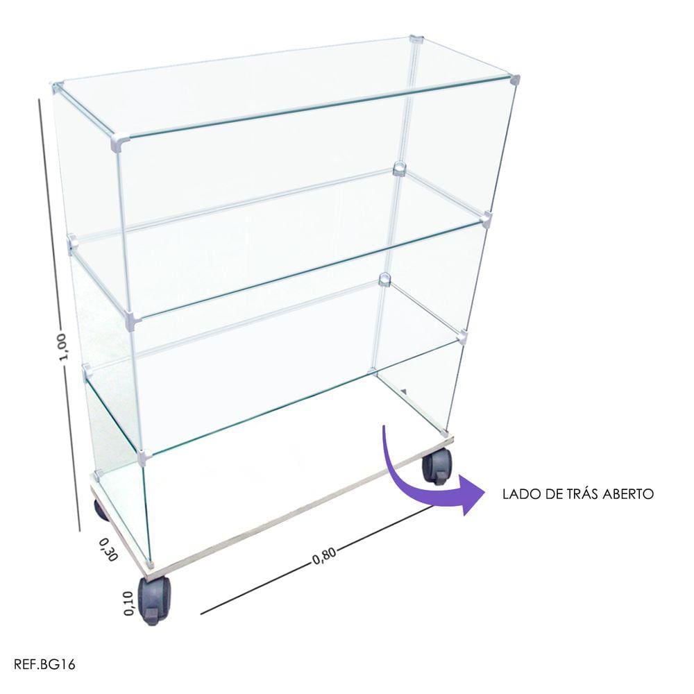 Balcão De Vidro Vitrine Modulado Caixa Mdf Branco 0,80 X 1,00 x 0,30