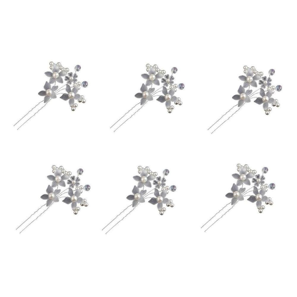 6 Arranjo Enfeite Cabelo Noiva Perola Dama Daminha Debutante