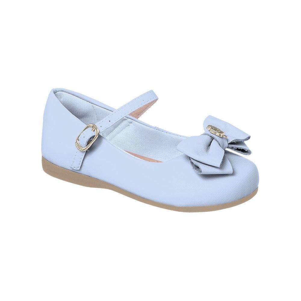 Sapatilha Infantil Ortopé Fofura Couro Laço Azul Céu