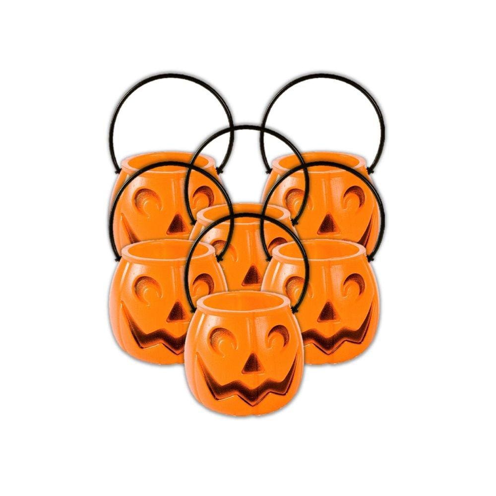 Kit Com 6 Baldes Aboboras Kids Doces Para Decoração Festa Halloween