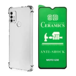 Kit Capa Anti Impacto Motorola Moto G30 + Pelicula De Cerâmica 9D