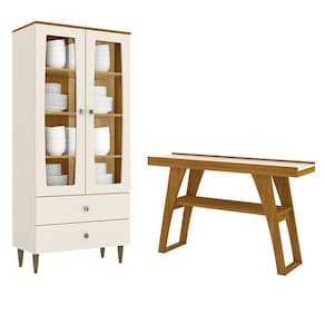 Cristaleira Liz e Aparador Menphis Off White Nature - Henn