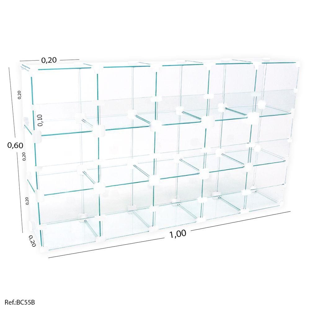 Baleiro Expositor Branco Modulado em Vidro - 1,00 x 0,60 x 0,20