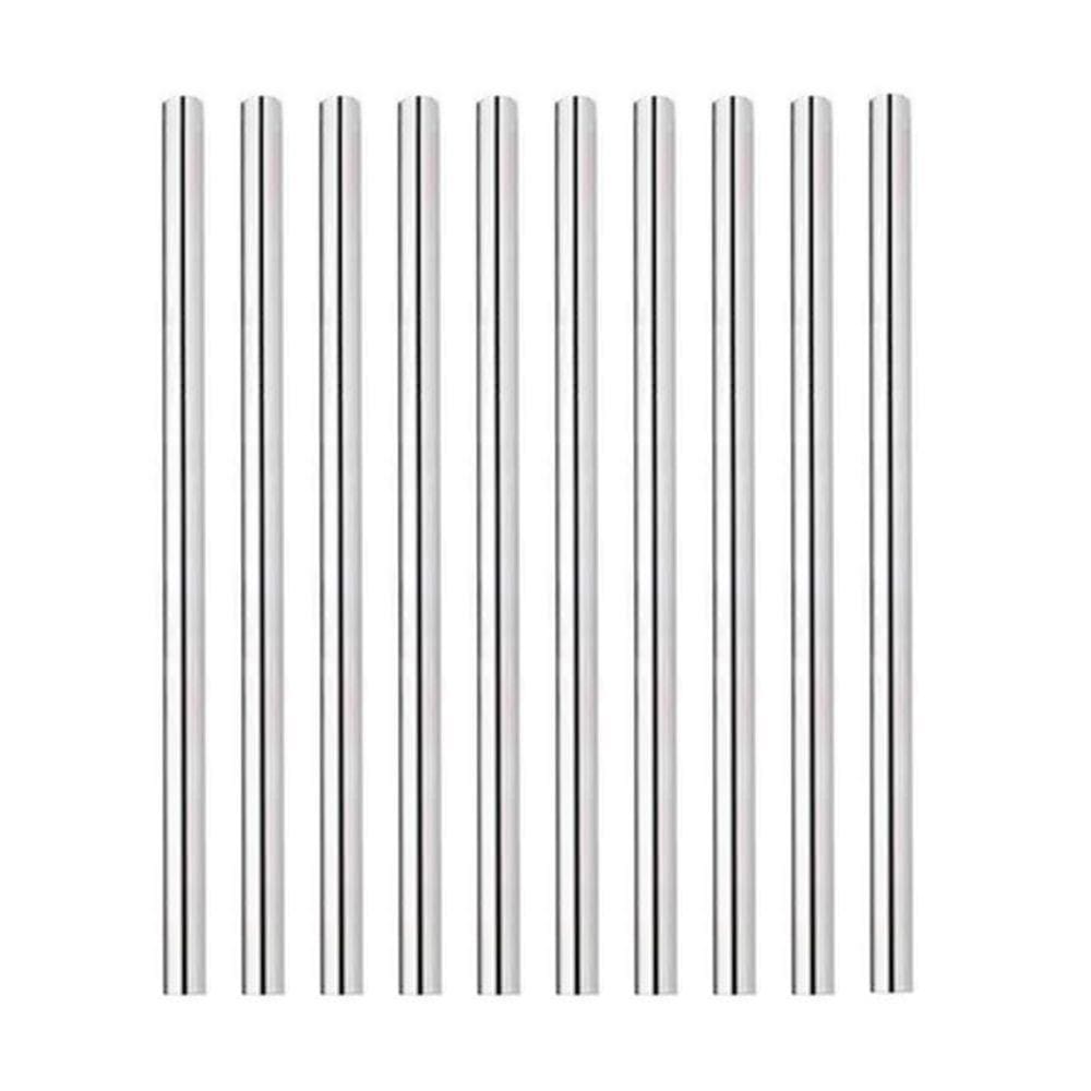 Kit com 10 Canudos em Aço Inox 22 cm Milk Shake 12mm + Escova de Limpeza Frigopro
