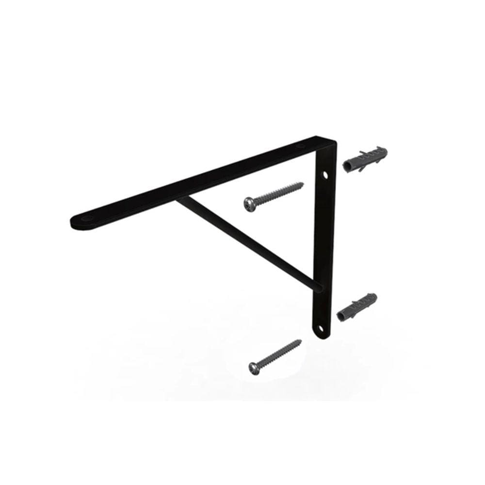 Suporte Mão Francesa 20Cm Preto Com Bucha E Parafuso Dicarlo Fe0022