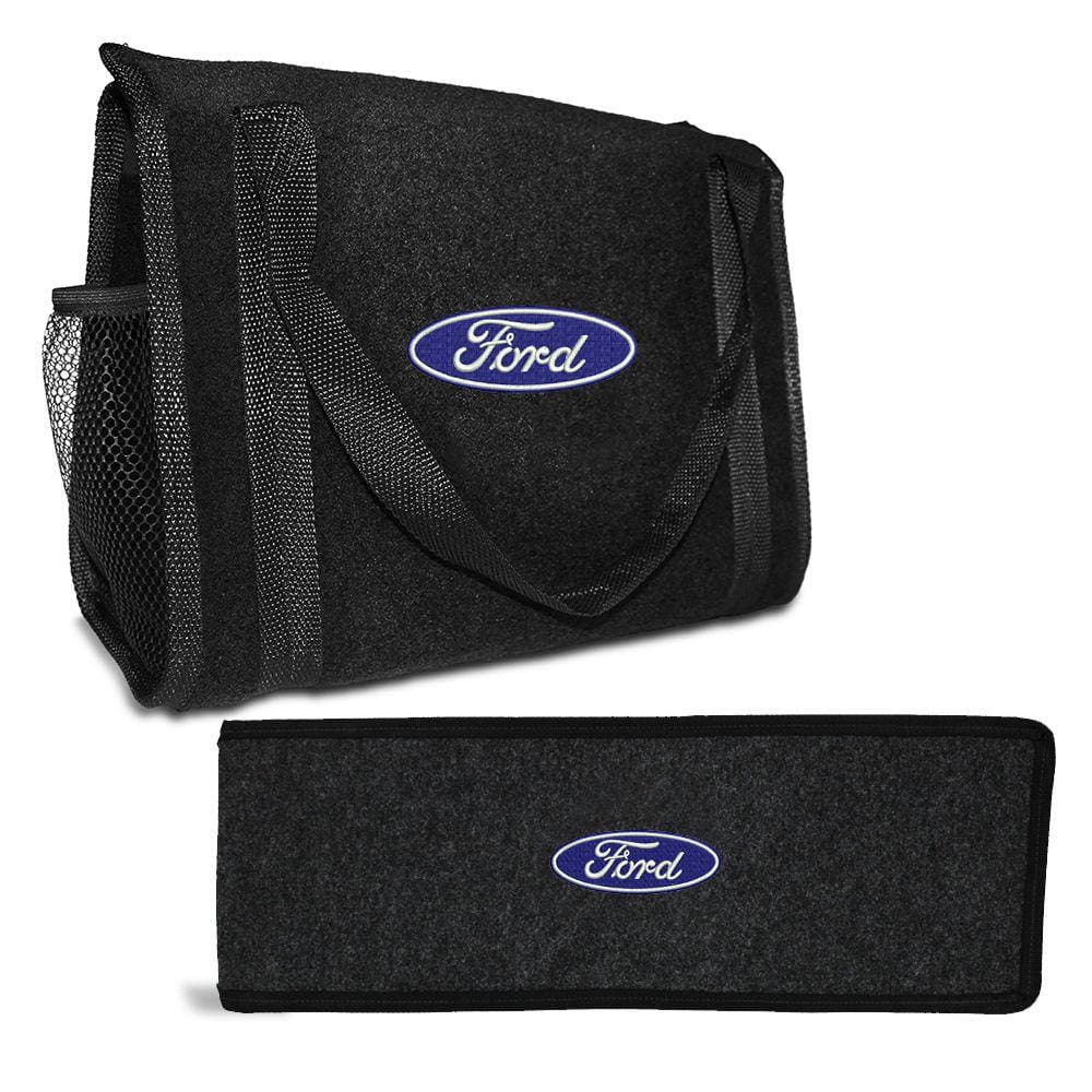 Bolsa Organizadora de Porta Malas e Capa Porta Triângulo de Sinalização Emblema Ford Bordado Ka Fusion Focus Ecosport