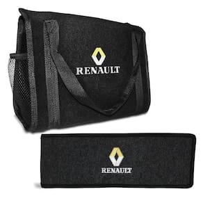 Bolsa Organizadora de Porta Malas e Capa Porta Triângulo de Sinalização Emblema Renault Bordado Kwid Sandero Logan