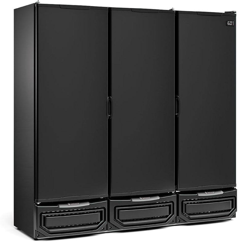 Geladeira/refrigerador 1468 Litros 3 Portas Preto Porta de Chapa - Gelopar - 220v - Gcbc-1450cpr