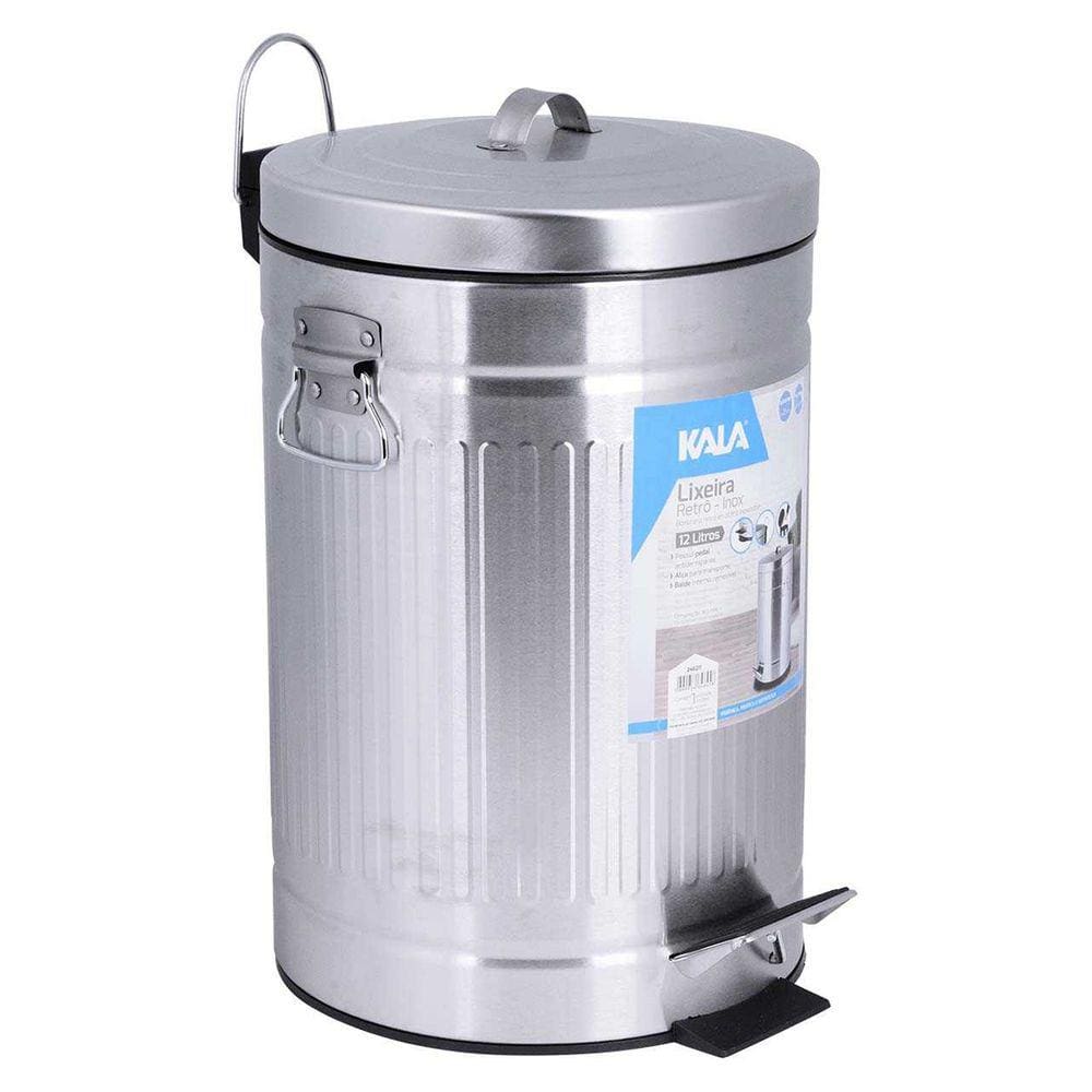 Lixeira Retrô Com Balde Removível 12L Inox Kala