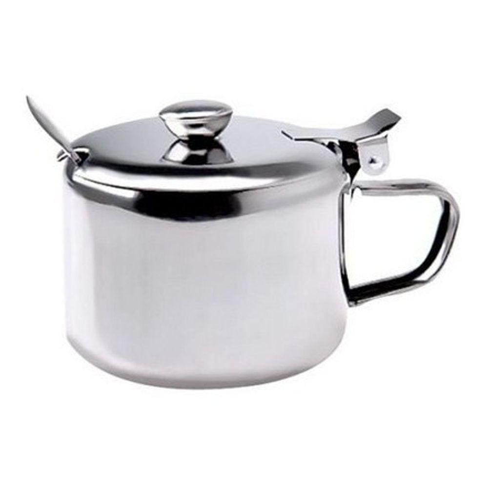 Açucareiro Em Aço Inox Com Colher Tampa e Alça Linha Luxo