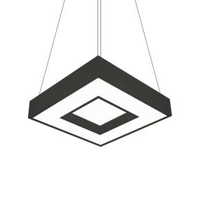 Lustre Pendente Newline New Chess 516 47cm Led Bivolt Preto 3000K Luz Amarela