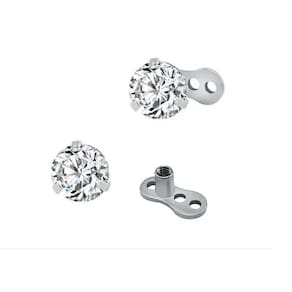 Piercing Microdermal Zirconia Pedra Cristal 4Mm Aço