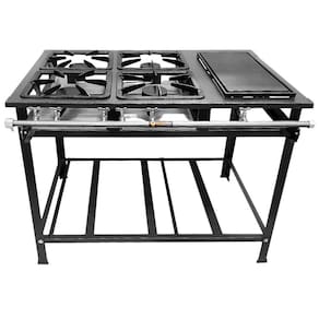 Fogão Industrial 4 Bocas P7 com Chapa Bifeteira Baixa Pressão 4QS Metalfour