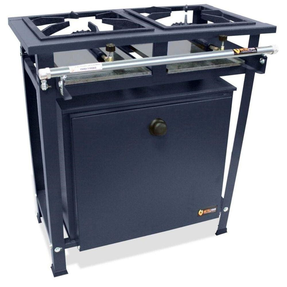 Fogão Industrial 2 Bocas Alta Pressão P7 com Forno 66L Metalfour