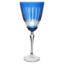 Taca Para Vinho Tinto Elizabeth Lapidada Em Cristal Ecologico 250Ml A22cm Cor Azul
