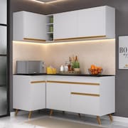 Cozinha Compacta de Canto Veneza GW Multimóveis MP2057 com Armário e Balcão Branca