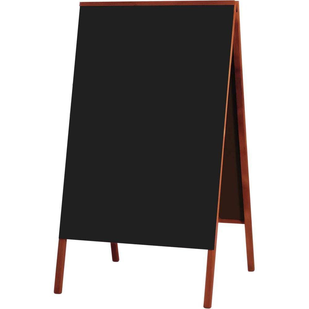 Quadro Cavalete de Propaganda Duplo Madeira Pinus Mogno para Uso de Giz 70x50 cm Preto Fosco