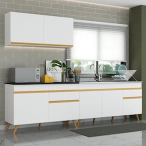 Cozinha Compacta Veneza GW Multimóveis MP2076 com Armário e Balcão Branca