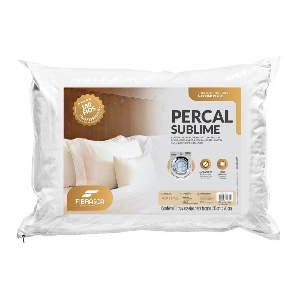 Travesseiro Fibrasca Percal Sublime 40x60cm Branco