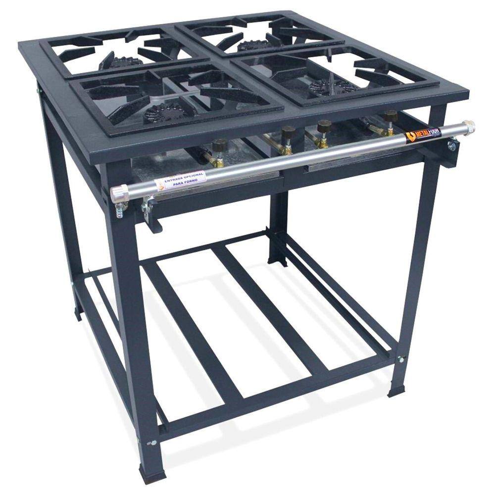 Fogão 4 Bocas Metalfour Compact P7 Alta Pressão Preto