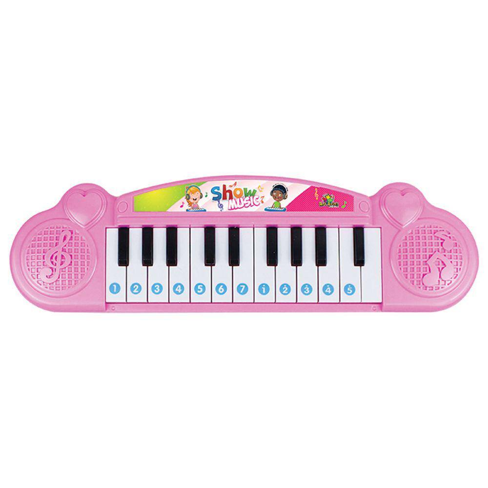 Teclado Infantil Musical Piano Dinossauro Brinquedo Bebê Didático Rosa