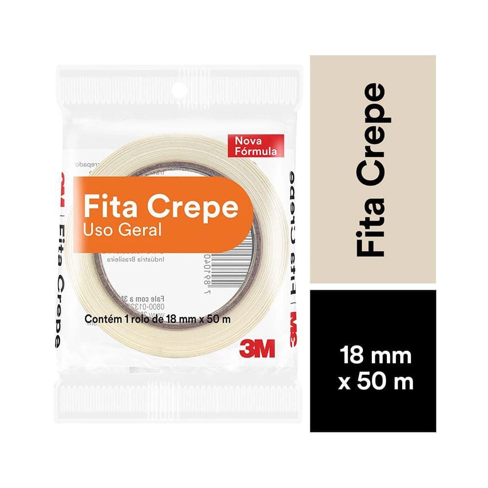 Fita Adesiva Crepe 3m Branca 18mmx50m