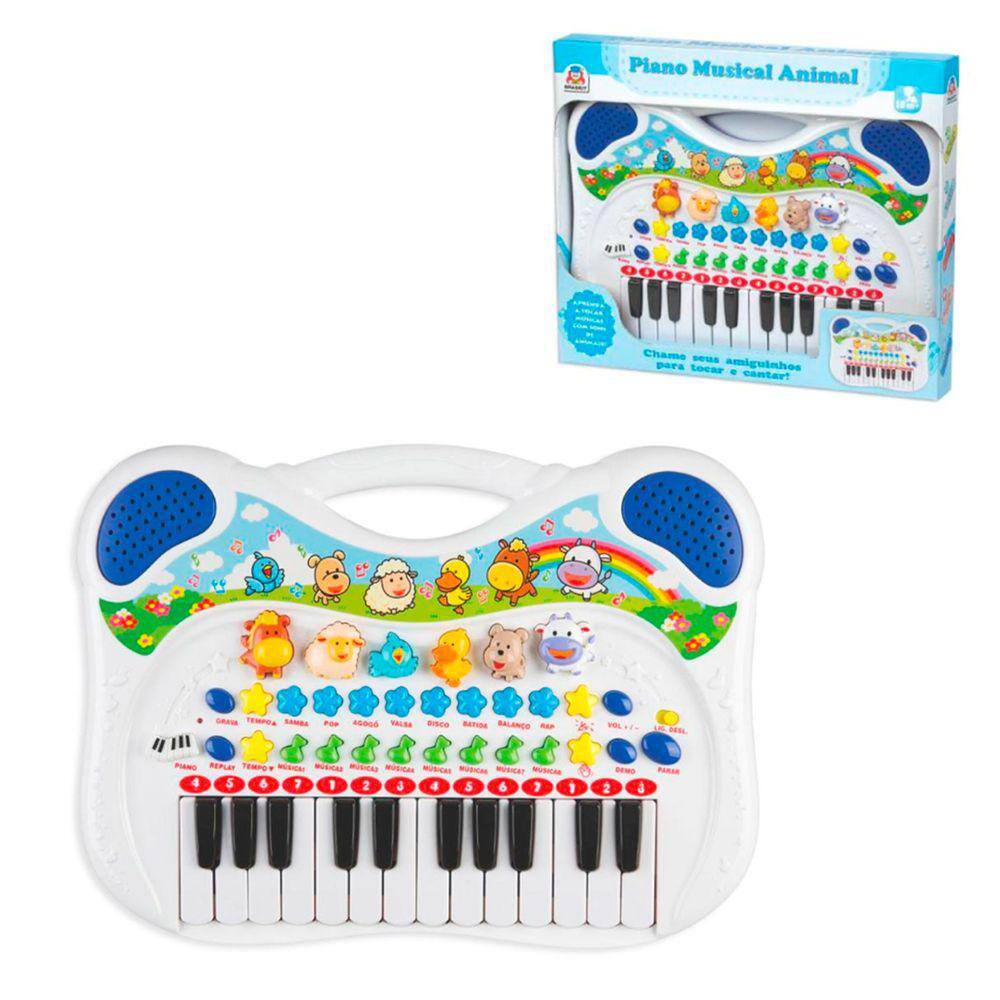 Brinquedo - Piano Infantil - Som de Animais - 30 Teclas - 28cm