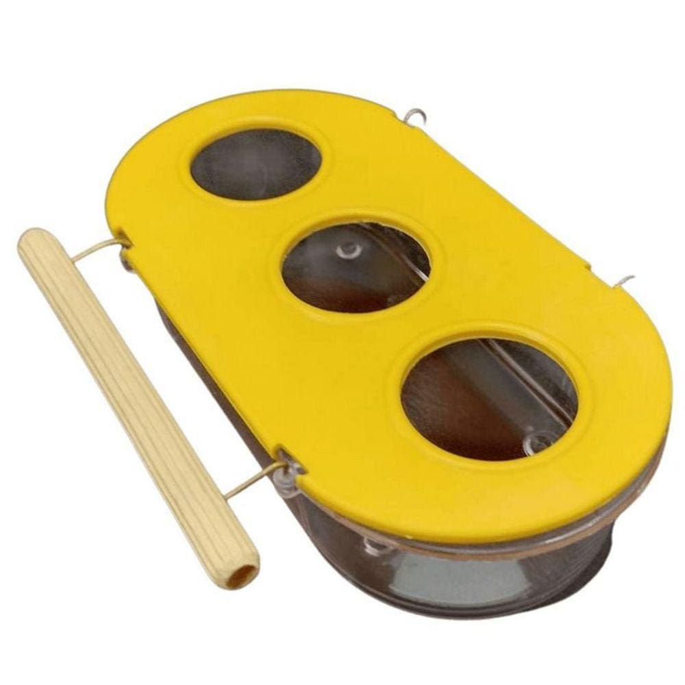 Comedouro com Poleiro 3 Furos - Amarelo