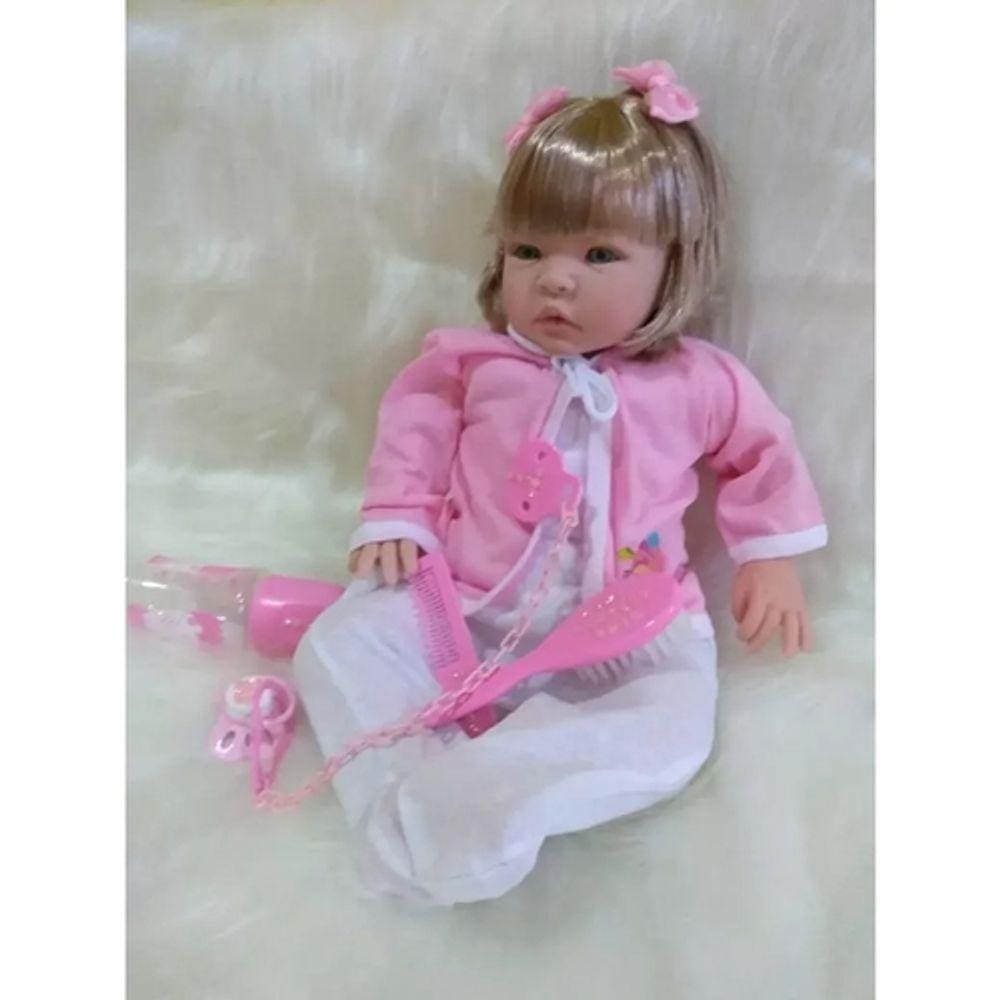 Boneca bebê reborn realista 42CM 1,8 kg rosa - baby brink no Shoptime