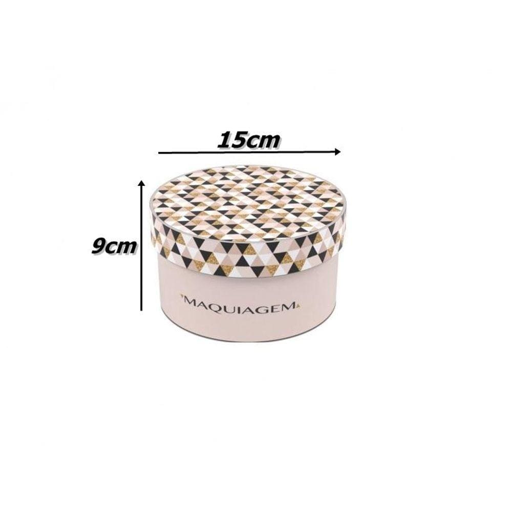 Caixa Redonda Porta Maquiagem Bancada Útil Decorativo 15cm