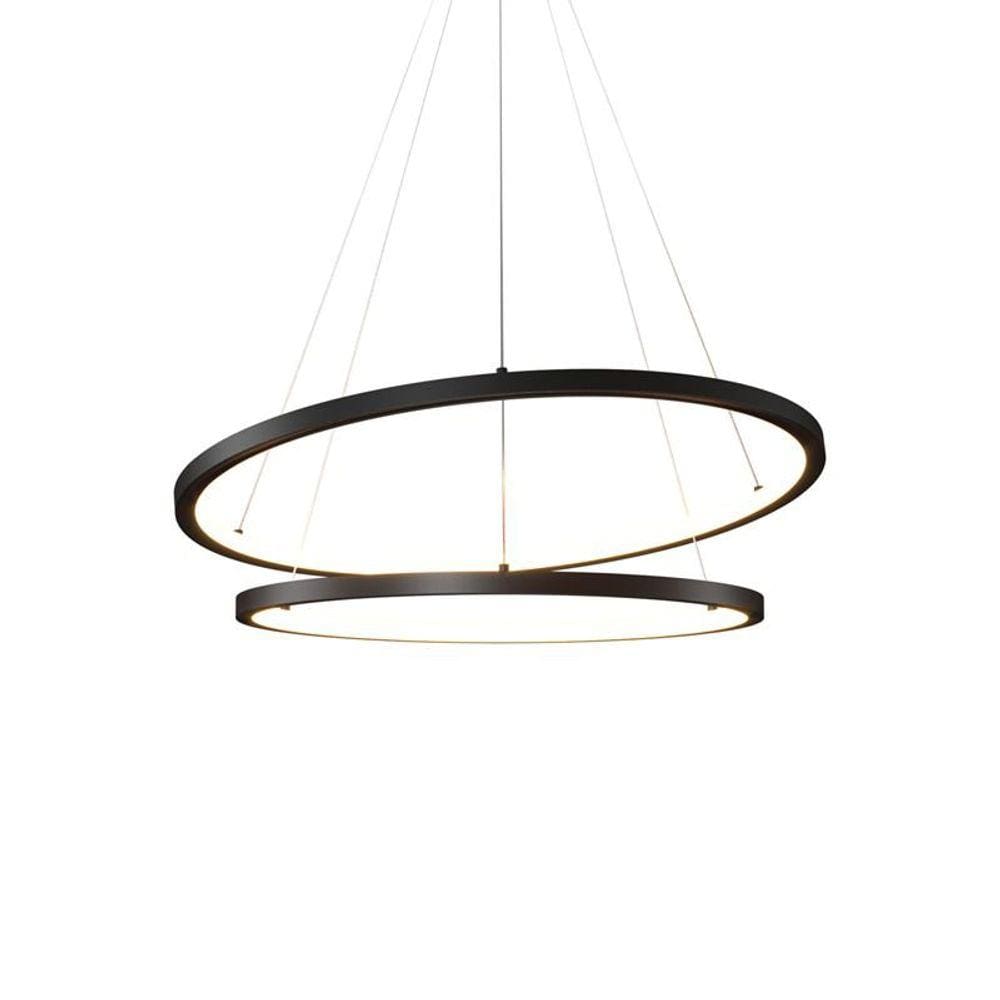Lustre Pendente Orluce Tabat OR1749 com 2 Aros 50/40cm Preto Led Bivolt