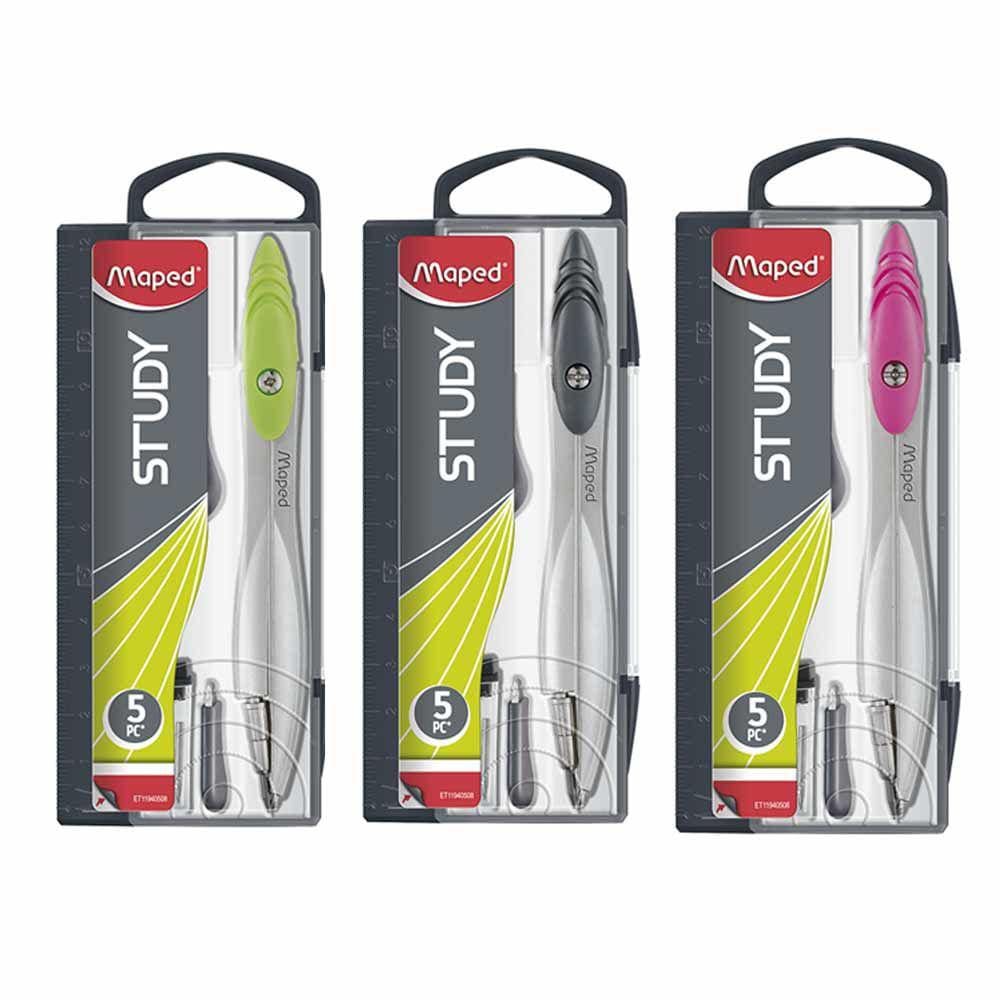 Compasso Maped Study com Estojo 5 Peças Cores Diversas - Item Sortido