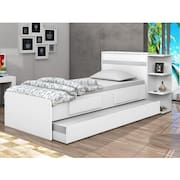 Cama Solteiro com Baú 2 Gavetas e Cama Auxiliar Jade Yescasa Branco