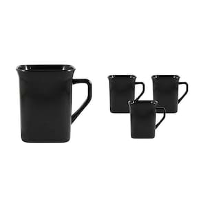 Kit 4 Canecas Quadrada Preto 250Ml Plástico Premium