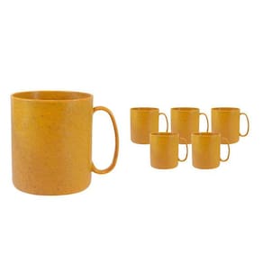 Kit 6 Canecas Redonda Fibra Madeira Amarelo 400Ml