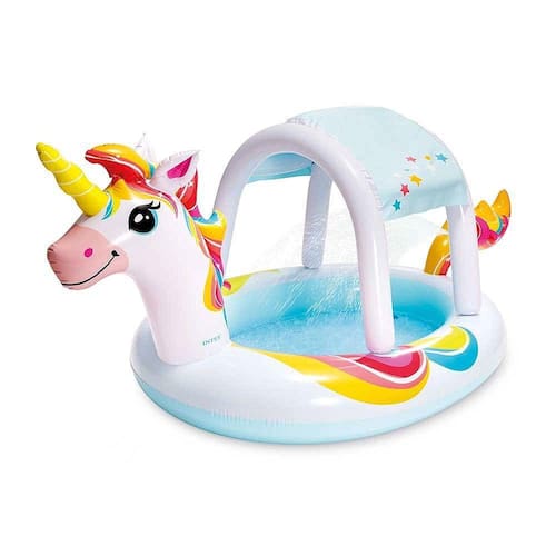 imagem-Piscina Infantil Spray Unicórnio Cobertura Removível 130L - Intex