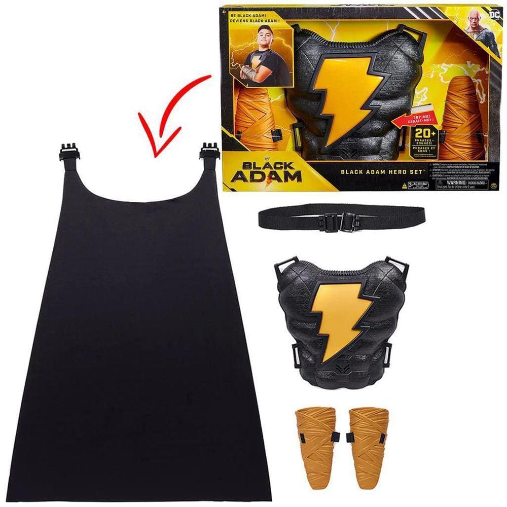 Adão Negro Placa De Peito Capa E Munhequeira Roleplay Deluxe