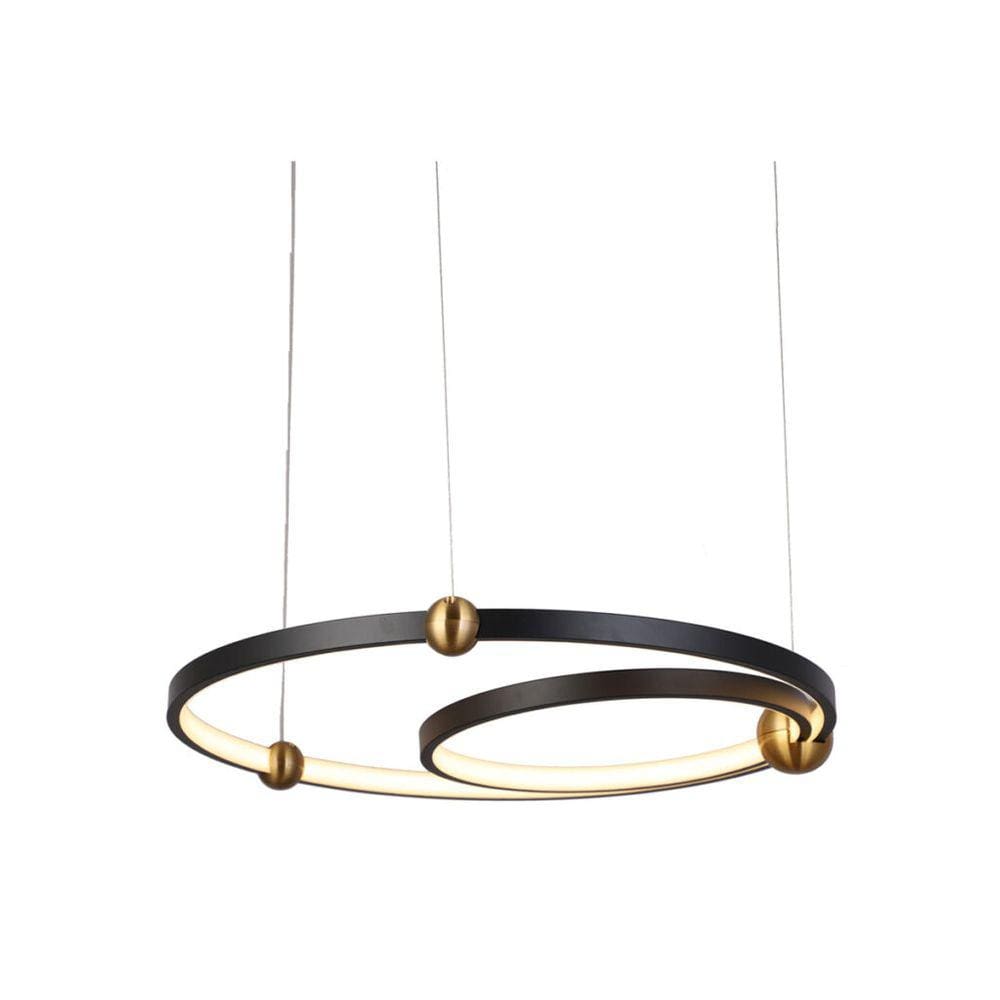 Lustre Pendente Circles Ø50+30Cm | 3Mt Cabo - Preto