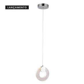 Pendente Cane Ø15x15 - Cromado E Cristal Transparente