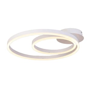Lustre Plafon Hypnosis 2 Circulos Led Ø50+30Cm - Branco