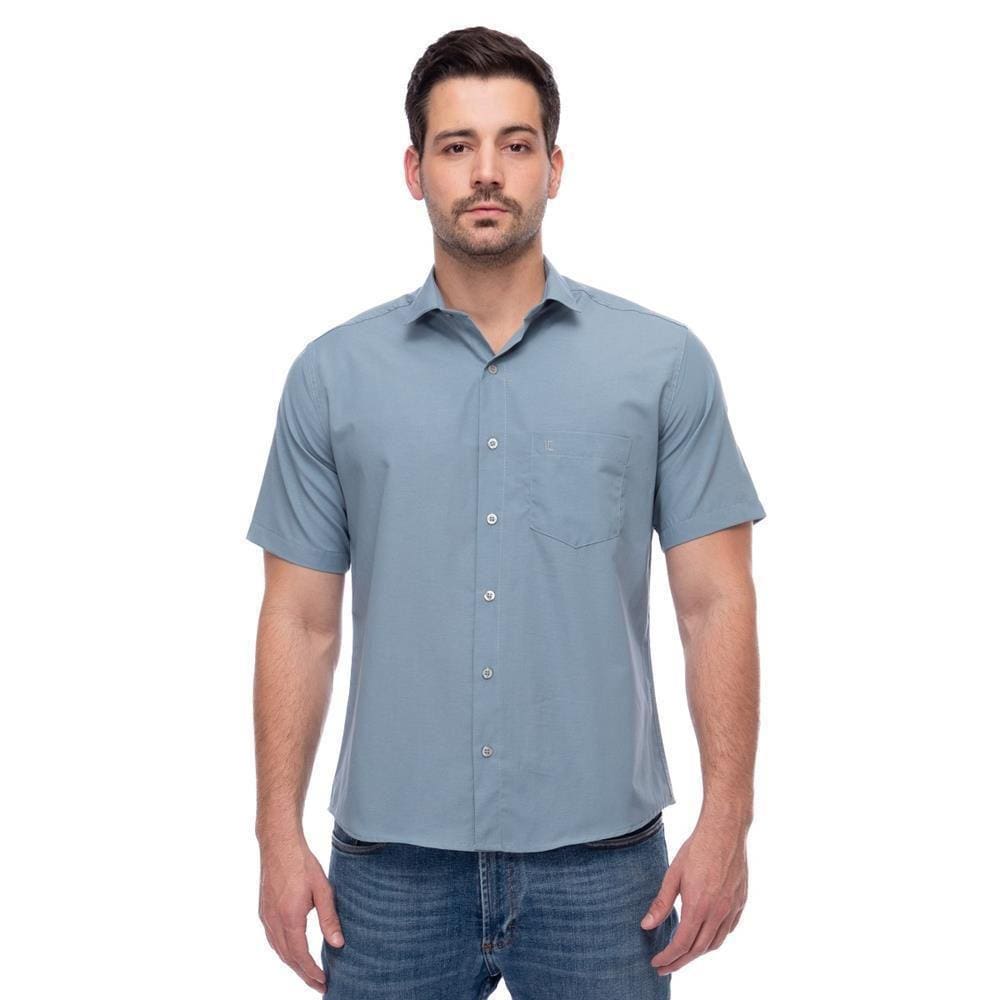 Camisa Social Manga Curta Slim Teodoro Masculina Leve