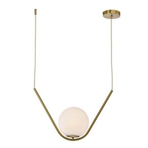 Pendente Gift Ø20cm - Dourado E Vidro Leitoso